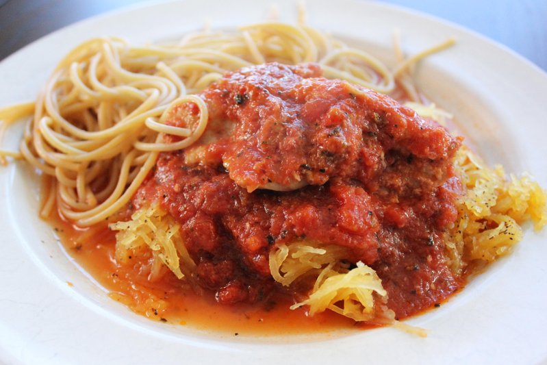Slow Cooker Chicken Marinara with Spaghetti Squash
